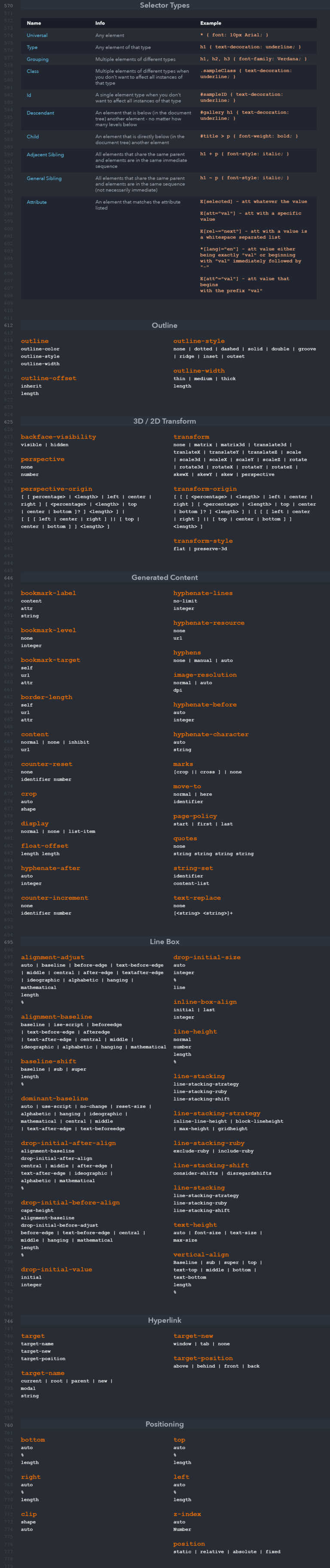 CSS Cheat Sheet (Including CSS3 Tags) | WebsiteSetup