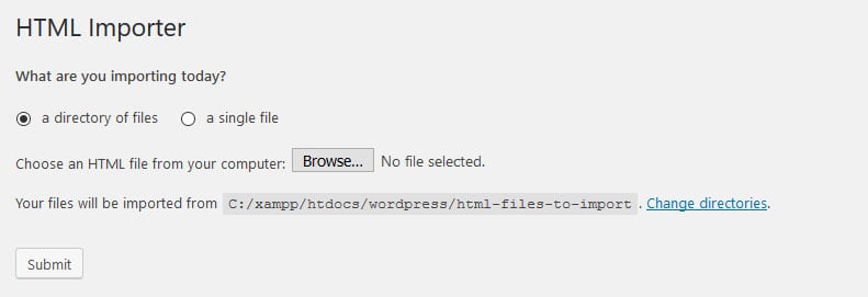 html to wordpress import