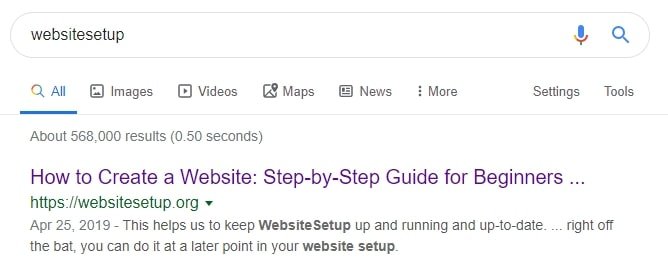 An example of a SERPs page.