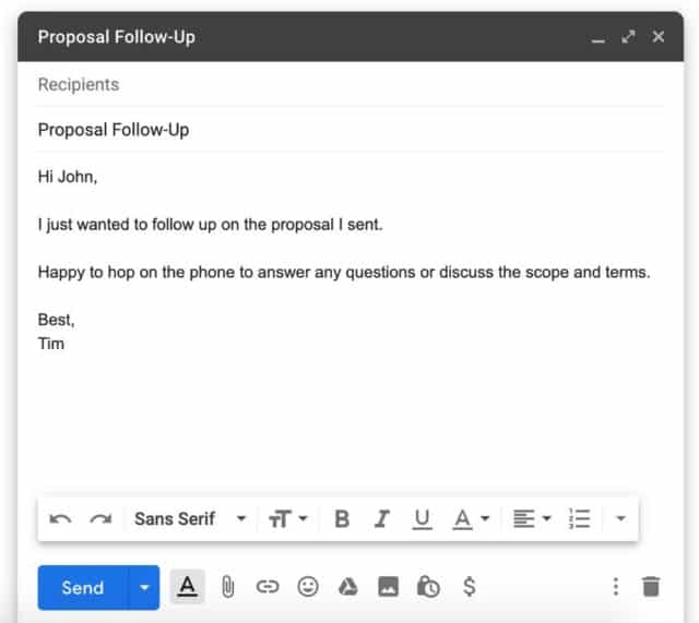 Proposal Follow-Up in Gmail