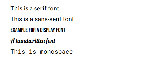 custom font category examples