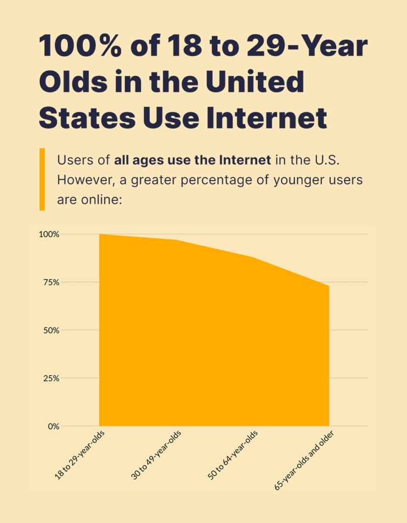 Users of all ages use the Internet in the U.S.