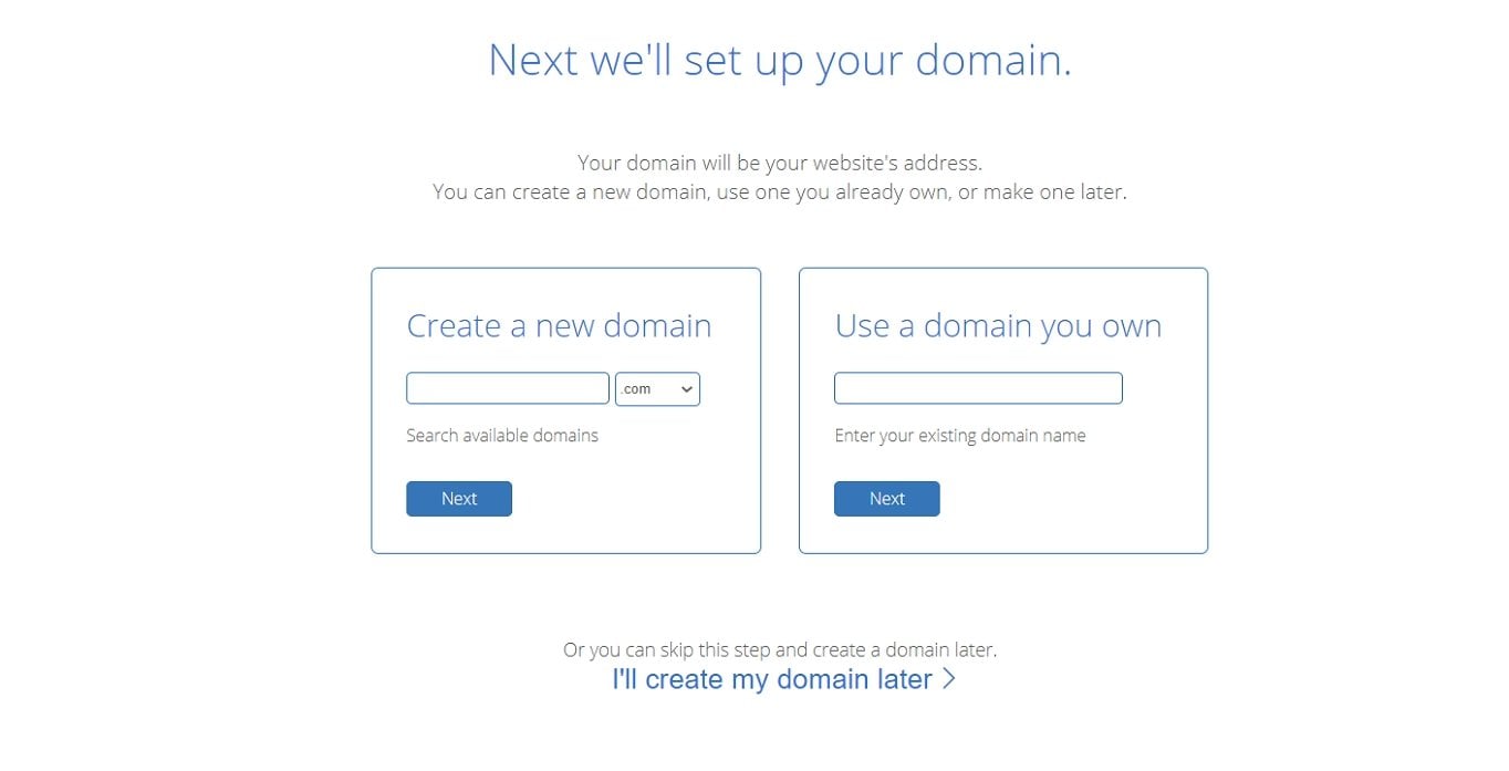 Bluehost create domain name