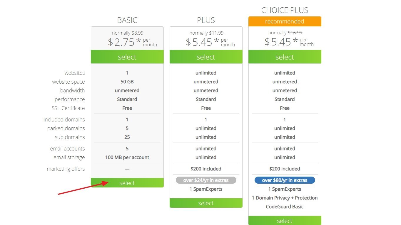 bluehost pricing and plans