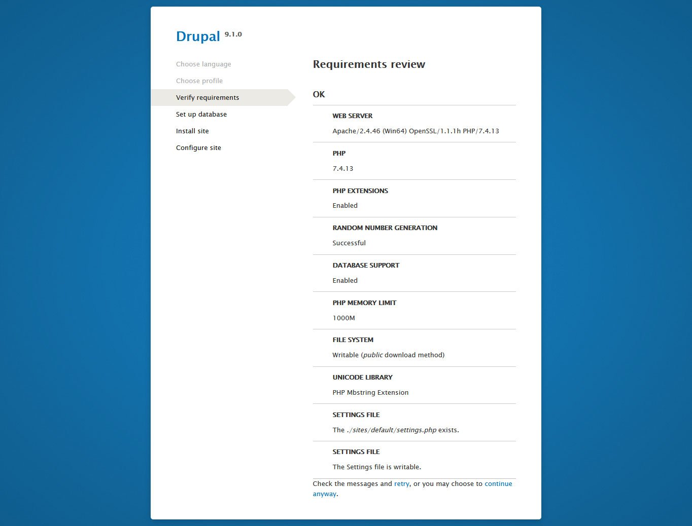 drupal installation requirements review