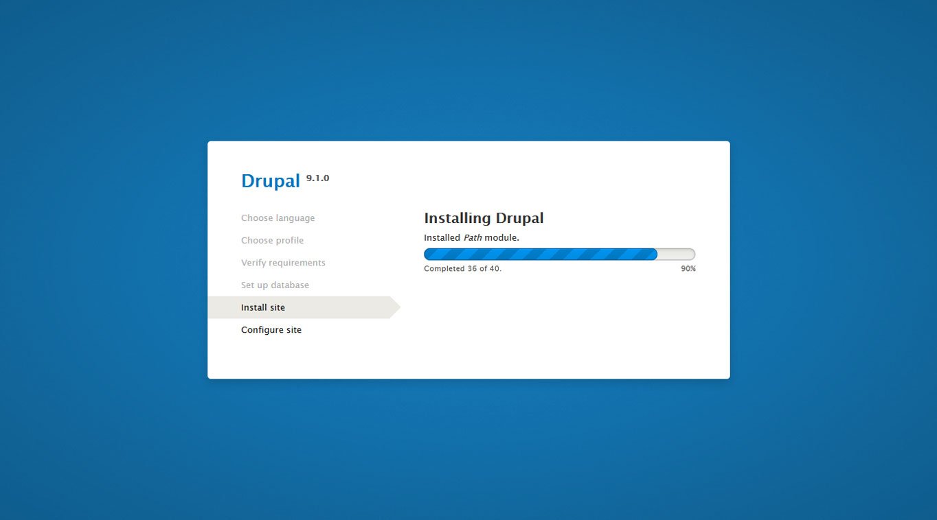 drupal installation running