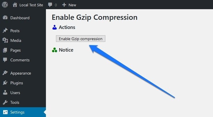enable gzip compression wordpress plugin settings