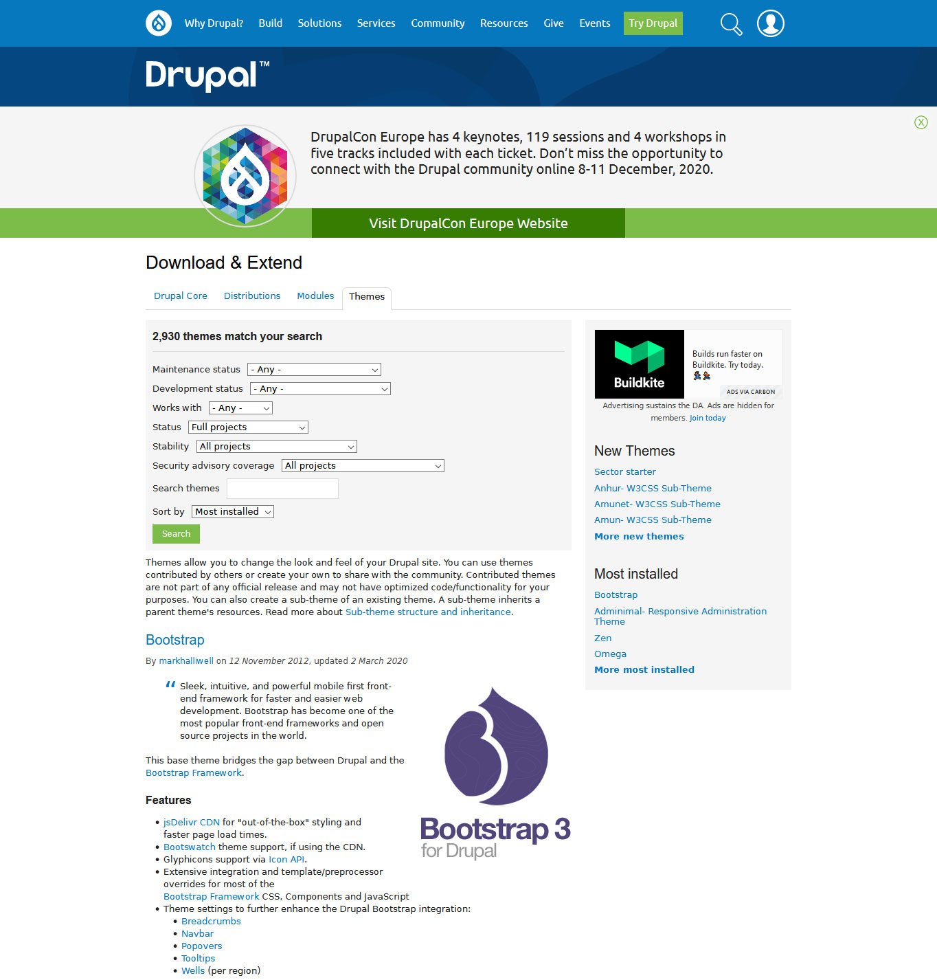 find new drupal themes