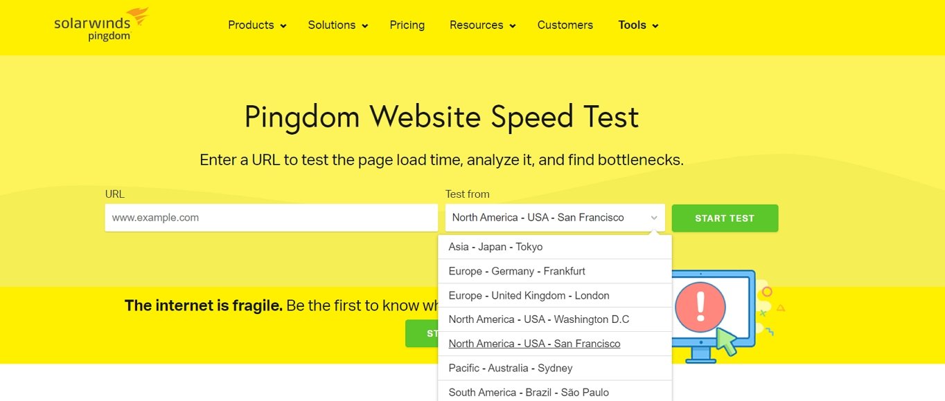 test website speed from different locations