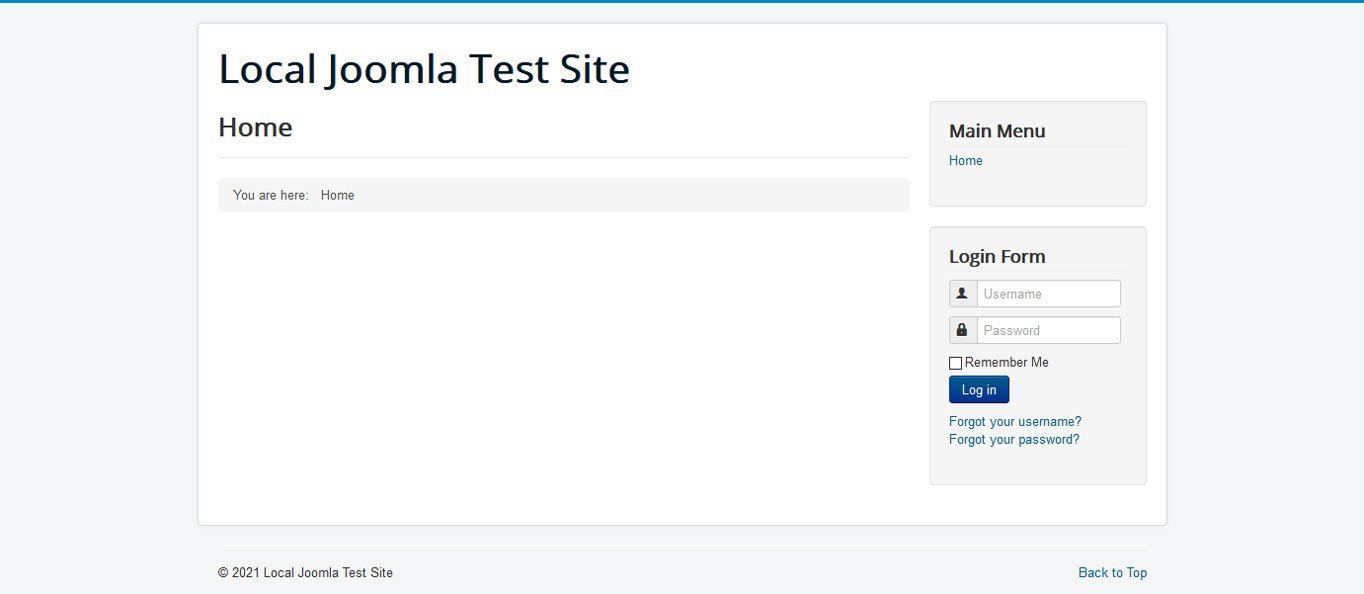 joomla front end after installation