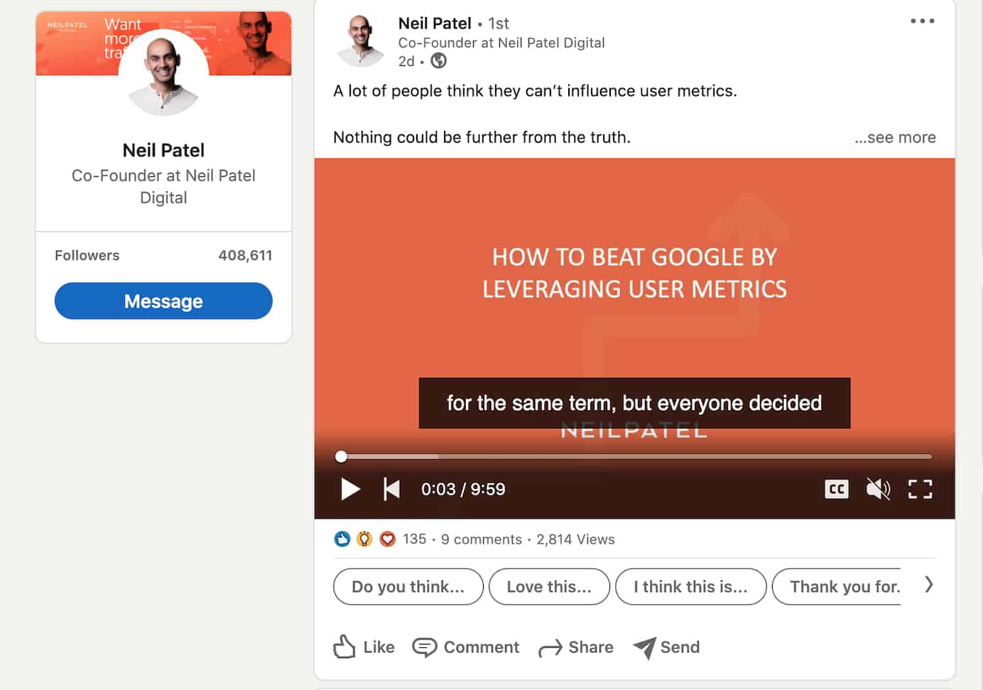 Neil Patel activity on LinkedIn