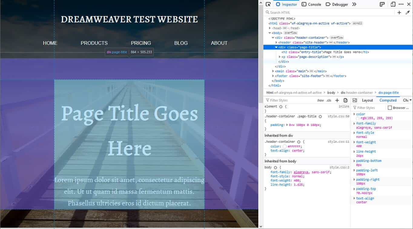 use browser developer tools for faster development