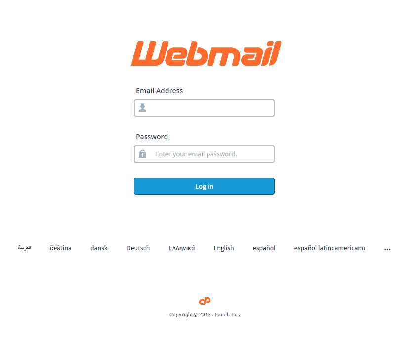 Webmail log in