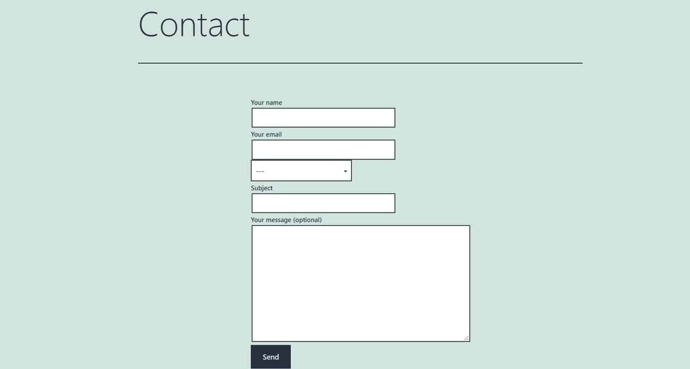 Contact form 7 form in page