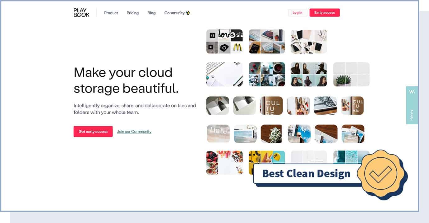 Playbook website homepage with a badge that says "Best clean design"