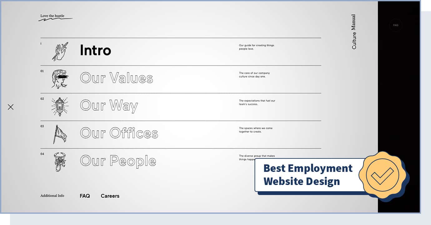 BASIC® Culture Manual website with badge that says "best employment website design"