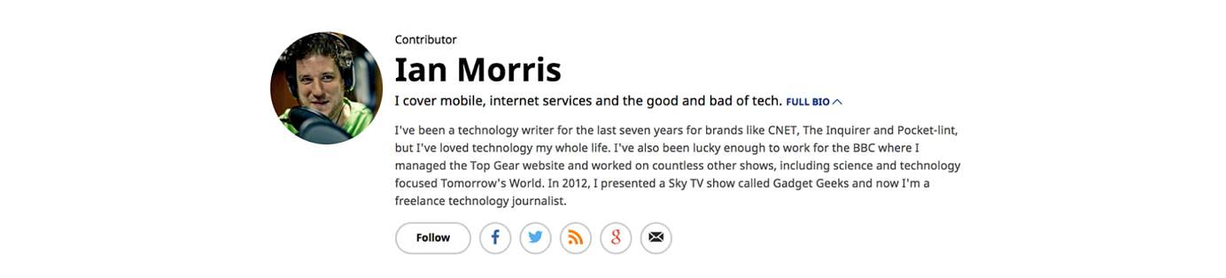 Forbes contributor Ian Morris' bio example