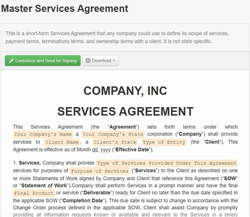 master service agreement