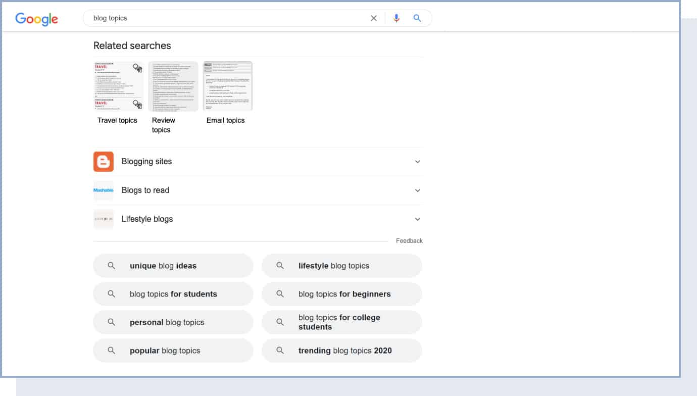 brainstorm with Google search