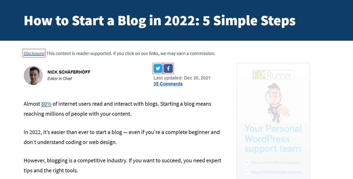 how to sart a blog example