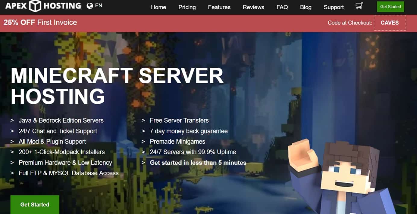 Minecraft server hosting: apex hosting