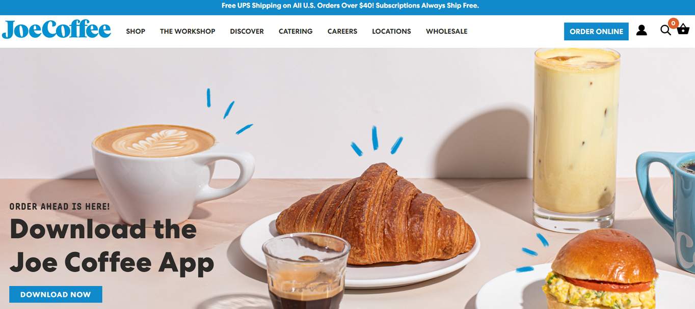 Example of the small business type of website. The Joe Coffee website.