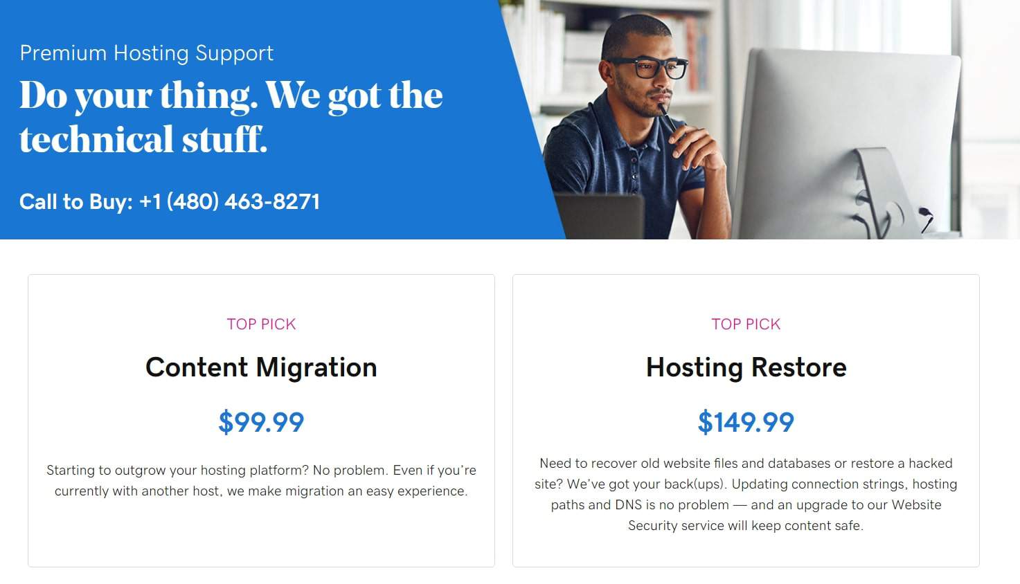 GoDaddy offers .com website migrations for $99.99.