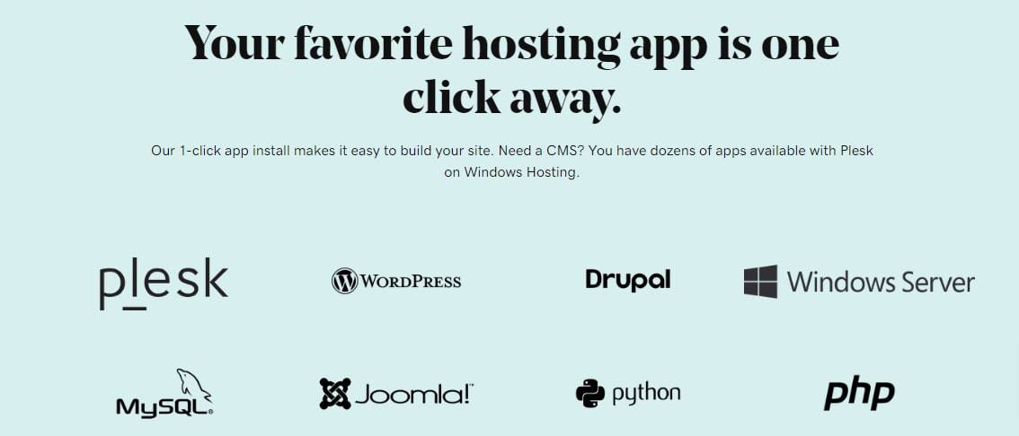 GoDaddy makes website building a breeze thanks to over 125 applications that you can install in one click.