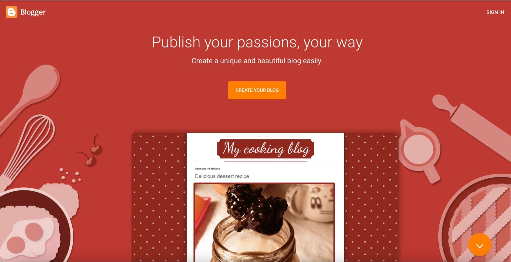 Blogger homepage.
