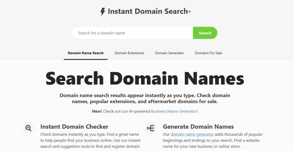 Instant Domain Search offers the best domain name generator for fast name generation.
