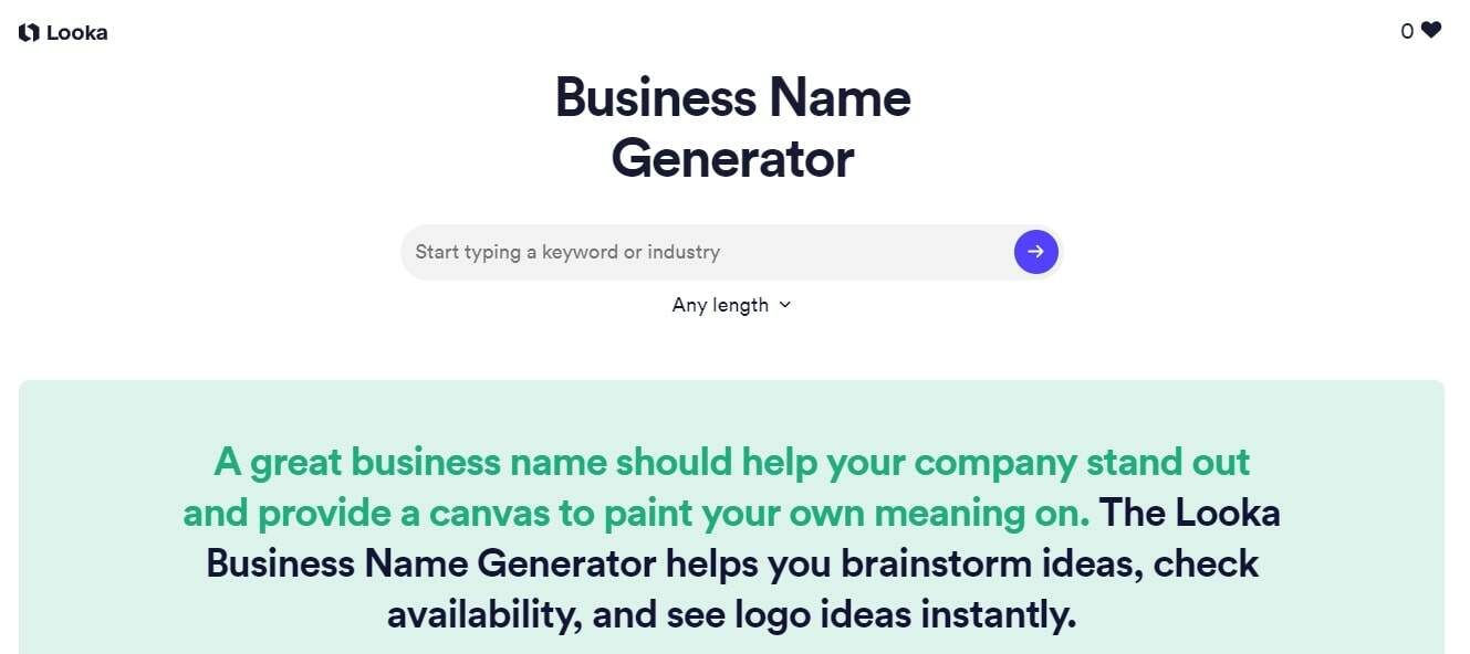 Looka is one of the best domain name generators for initial brainstorming.