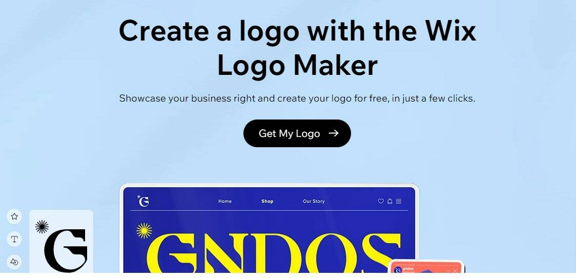 Start screen for the Wix Logo Maker.