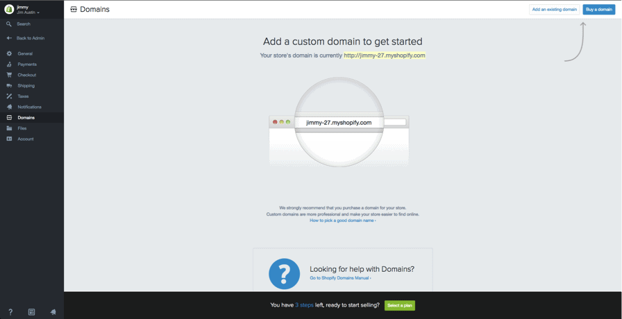 adding custom domains on shopify