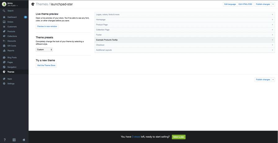 shopify custom theme settings