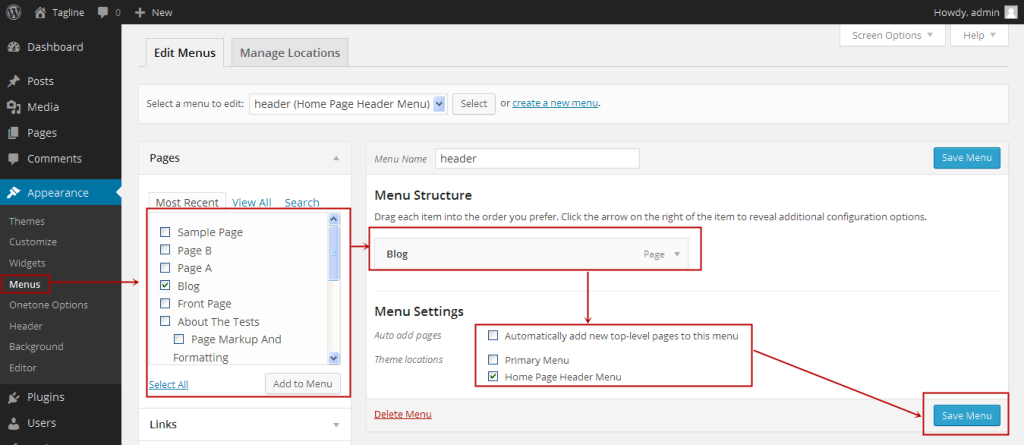 WordPress navigation