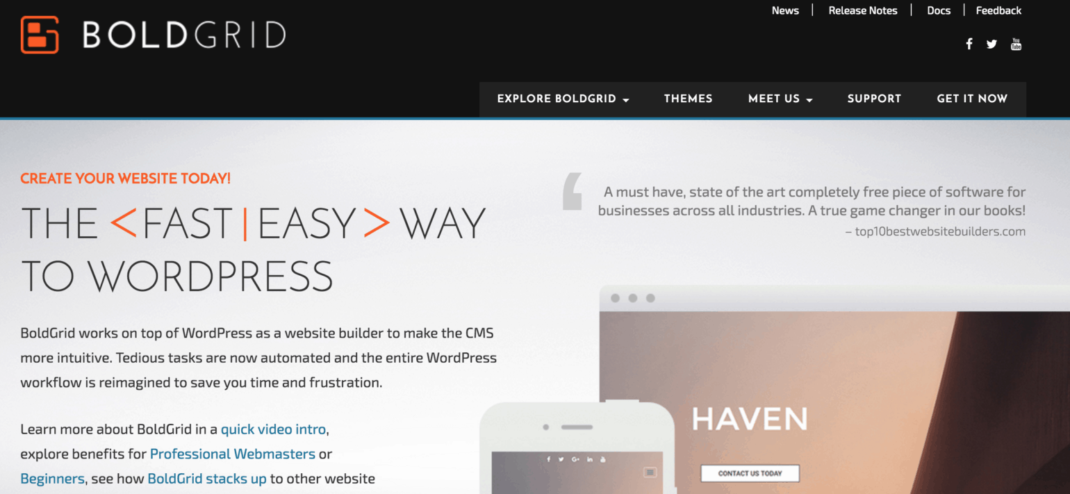 BoldGrid website builder
