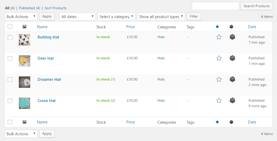 woocommerce products