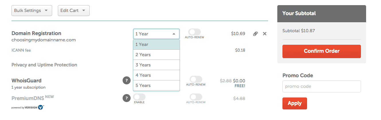 Domain Name registration length