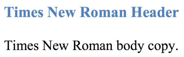 Web Safe Font - Times New Roman