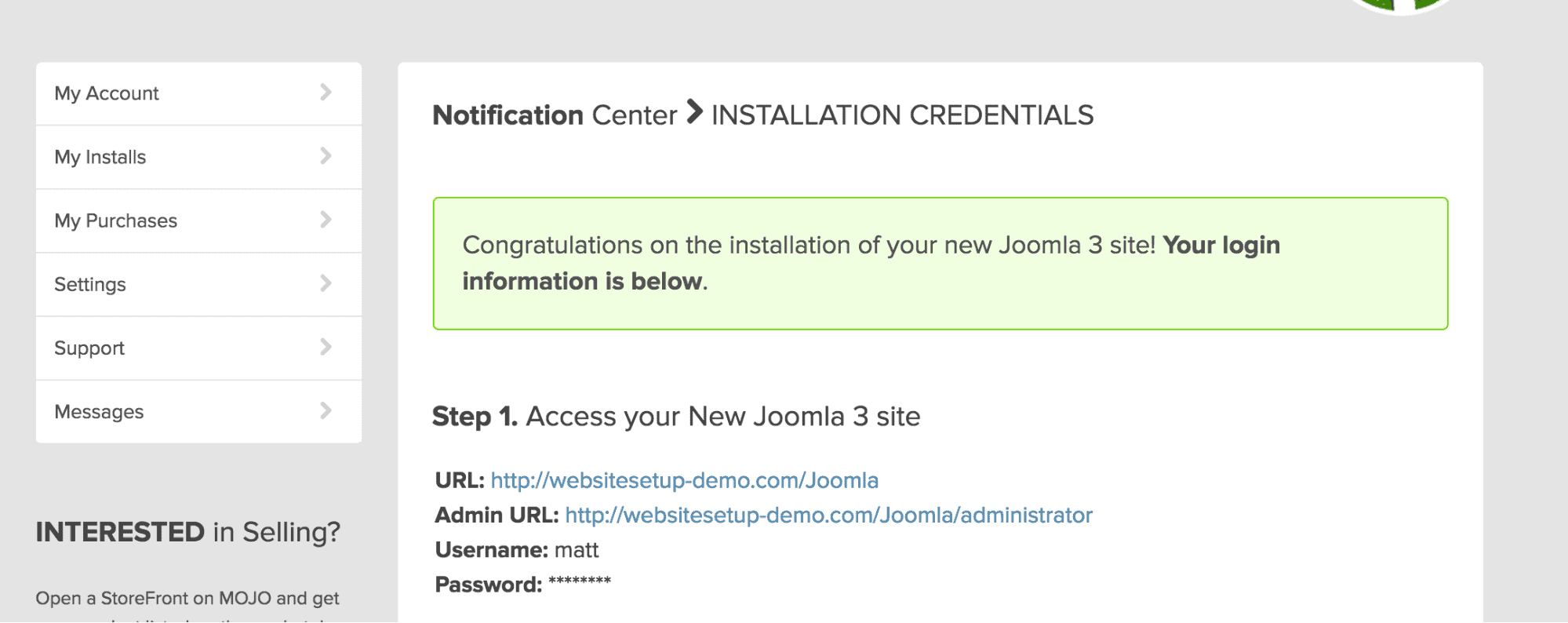 Bluehost WordPress Joomla notification center