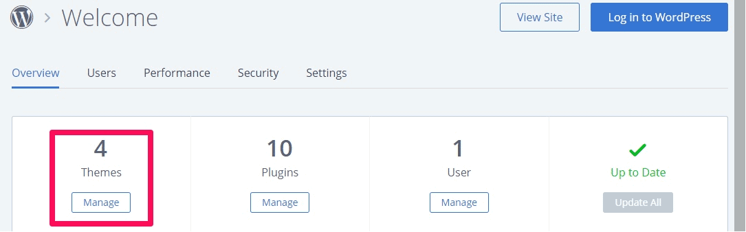 Bluehost WordPress manage themes