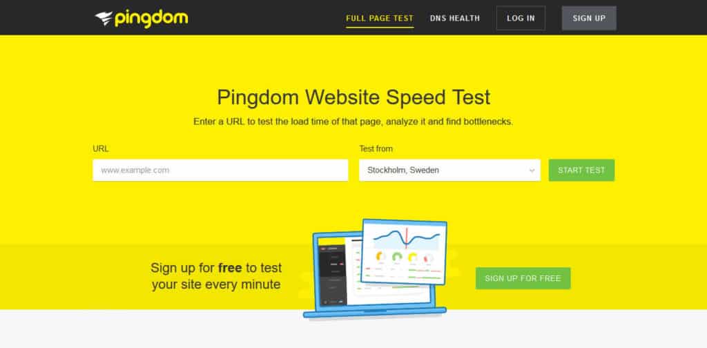 test de vitesse de site web pingdom