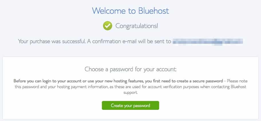 Pembelian Bluehost berhasil