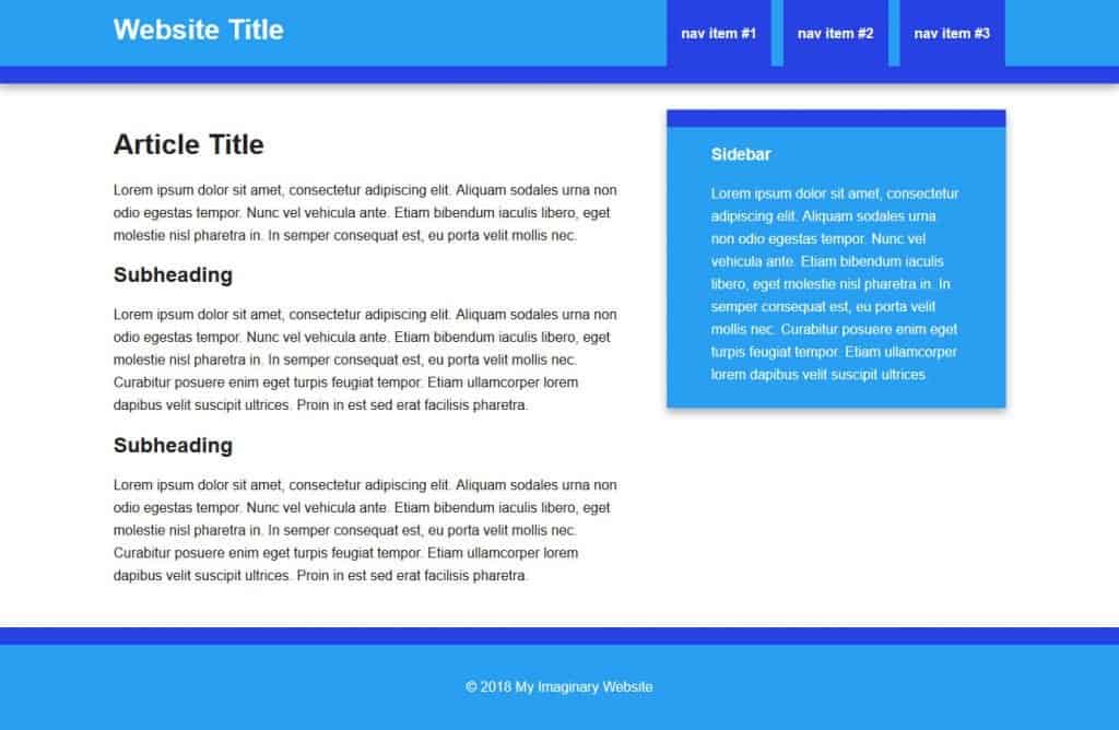 html to wordpress example page