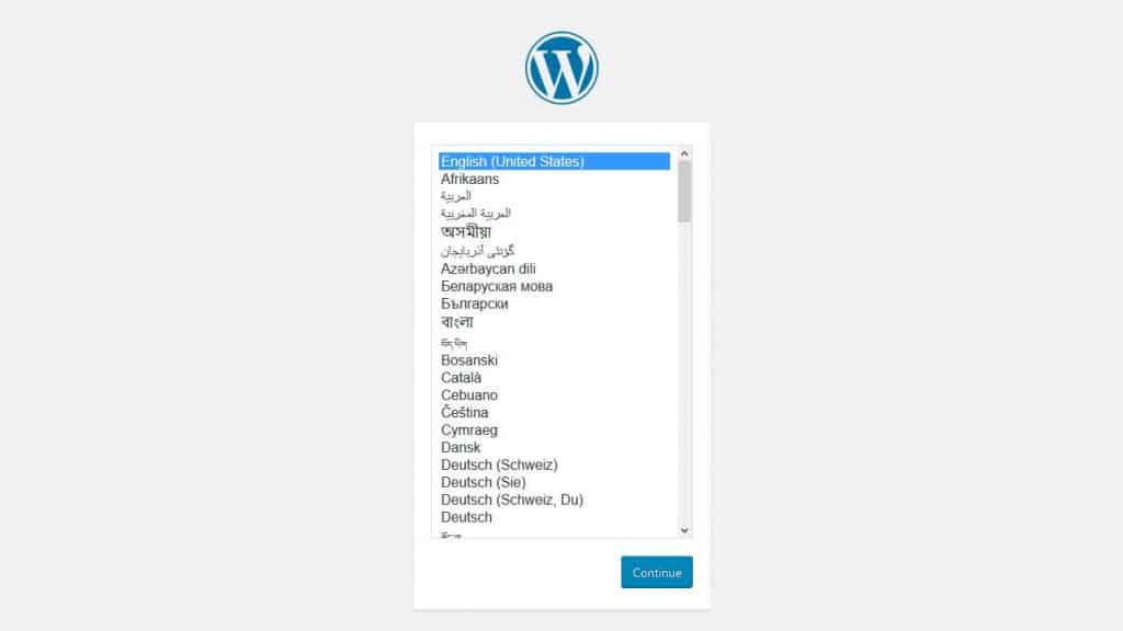 install wordpress in your language