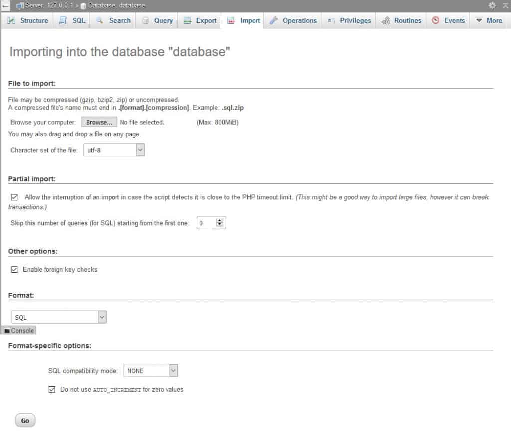 database importeren om te schakelen tussen webhosts