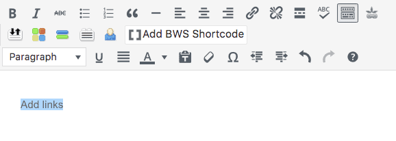 WordPress Post Editor Add Links