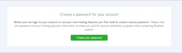 Bluehost Choose Password