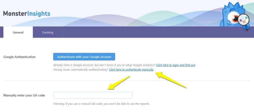 Manually enter Google Analytics tracking ID into WordPress