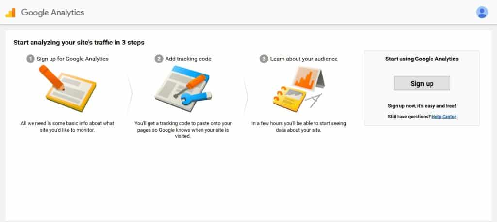 Set up Google Analytics account